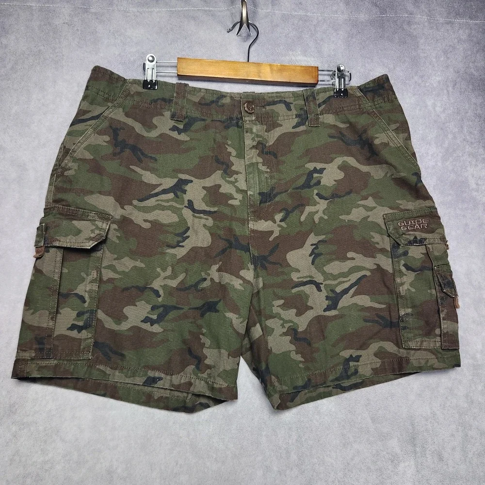 Guide Gear‎ Mens Camo Cargo Shorts Size 38 Woodland Camouflage Cotton Canvas 6in
